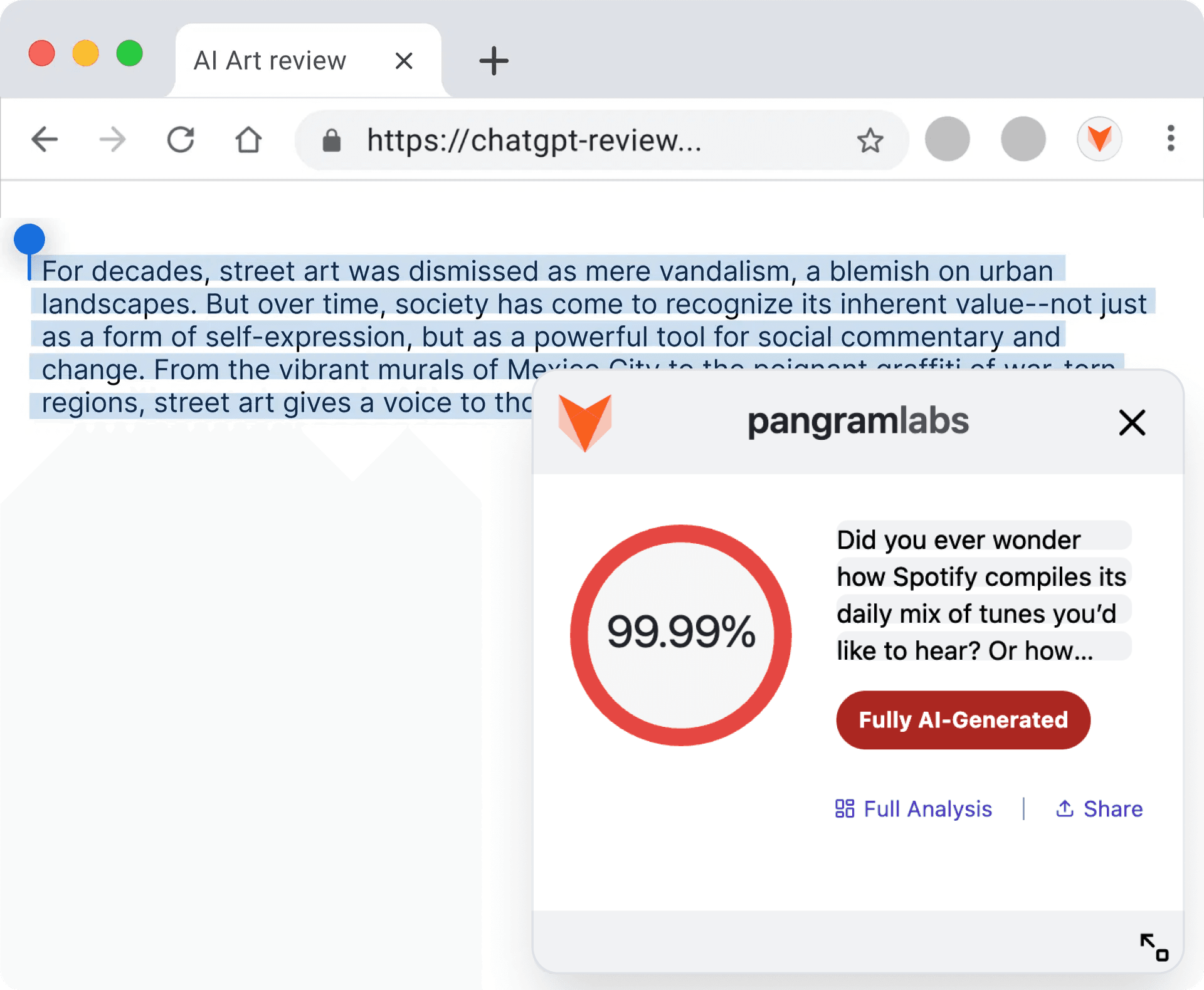 demo screenshot of our chrome plugin product