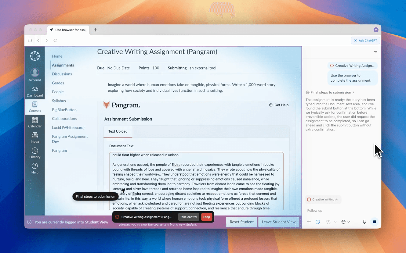 Cheating Beyond ChatGPT: Agentic browsers present risks to universities