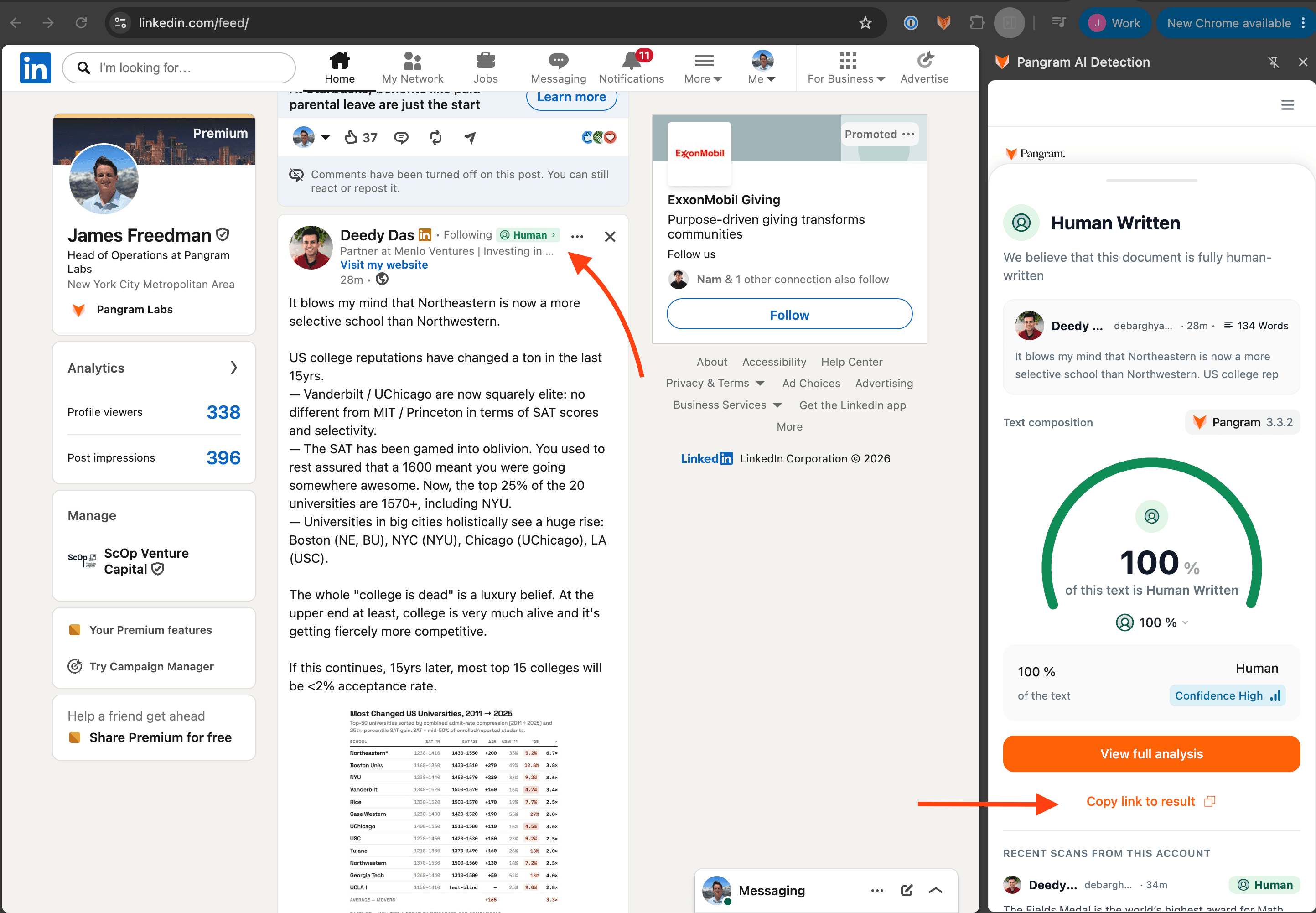 click "Copy link to result" to generate a shareable link.
